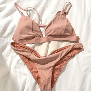 Rip Curl Premium Surf Triangle Bikini Top & Cheeky Bottom Set in Dusty Rose
